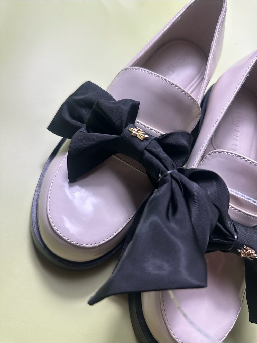 Karl Lagerfeld Cream Patent Loafer with Black Bow - Picture 8 of 12